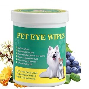 Pet Eyes Wipes Gentle Tear Stain Remover Pads For Dogs &‎ Cats 170 PCS Presoaked